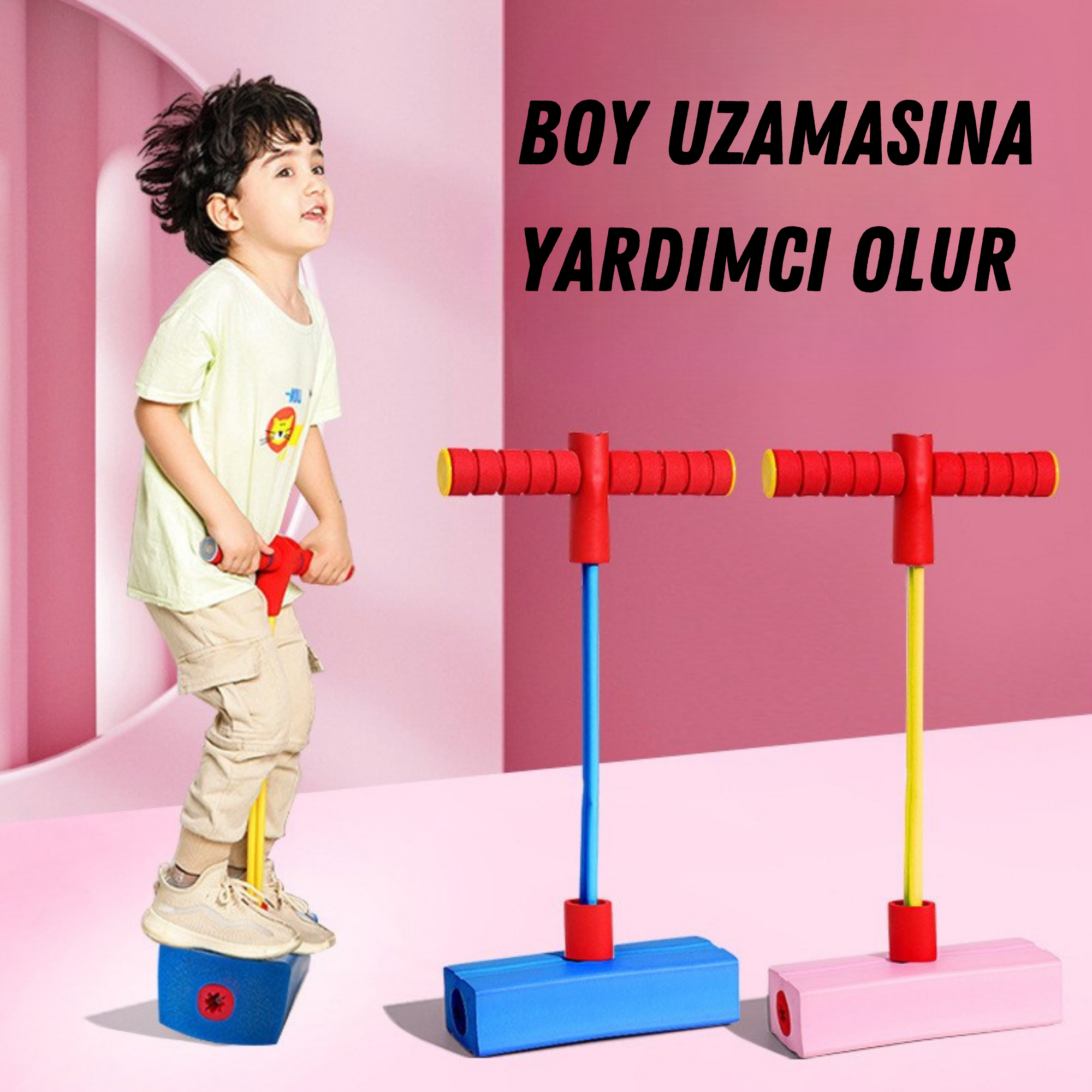 Çocuk Zıplama Egzersiz Oyuncağı – Denge ve Koordinasyon Geliştirici Sesli Zıplama Aleti - Kırmızı Renk