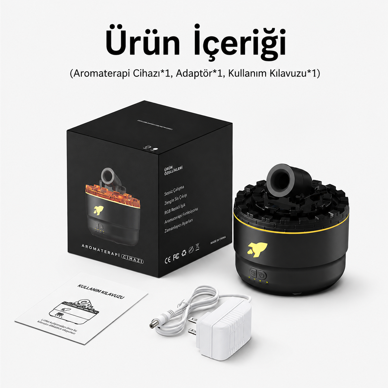 Top Atan Alev Efektli Aroma Difüzörü – Zaman Ayarlı Ultrasonik Hava Nemlendirici