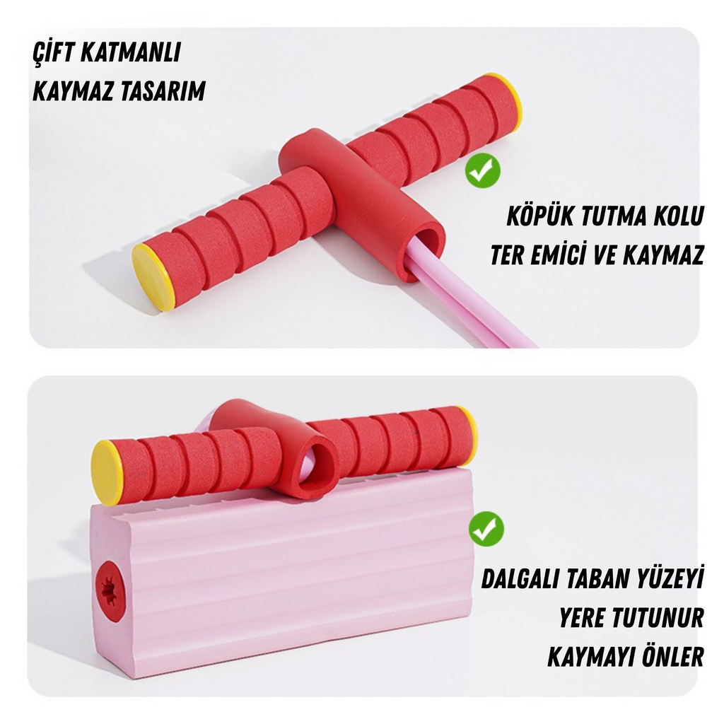 Çocuk Zıplama Egzersiz Oyuncağı – Denge ve Koordinasyon Geliştirici Sesli Zıplama Aleti - Kırmızı Renk