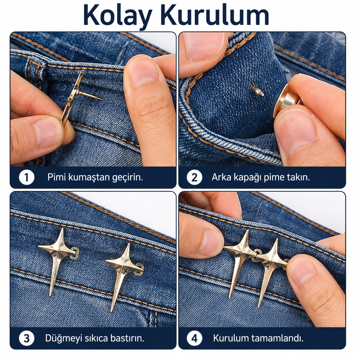 Yıldız Tasarımlı Bel Daraltma Düğmesi – Pantolon ve Jean Ayarlama Tokası