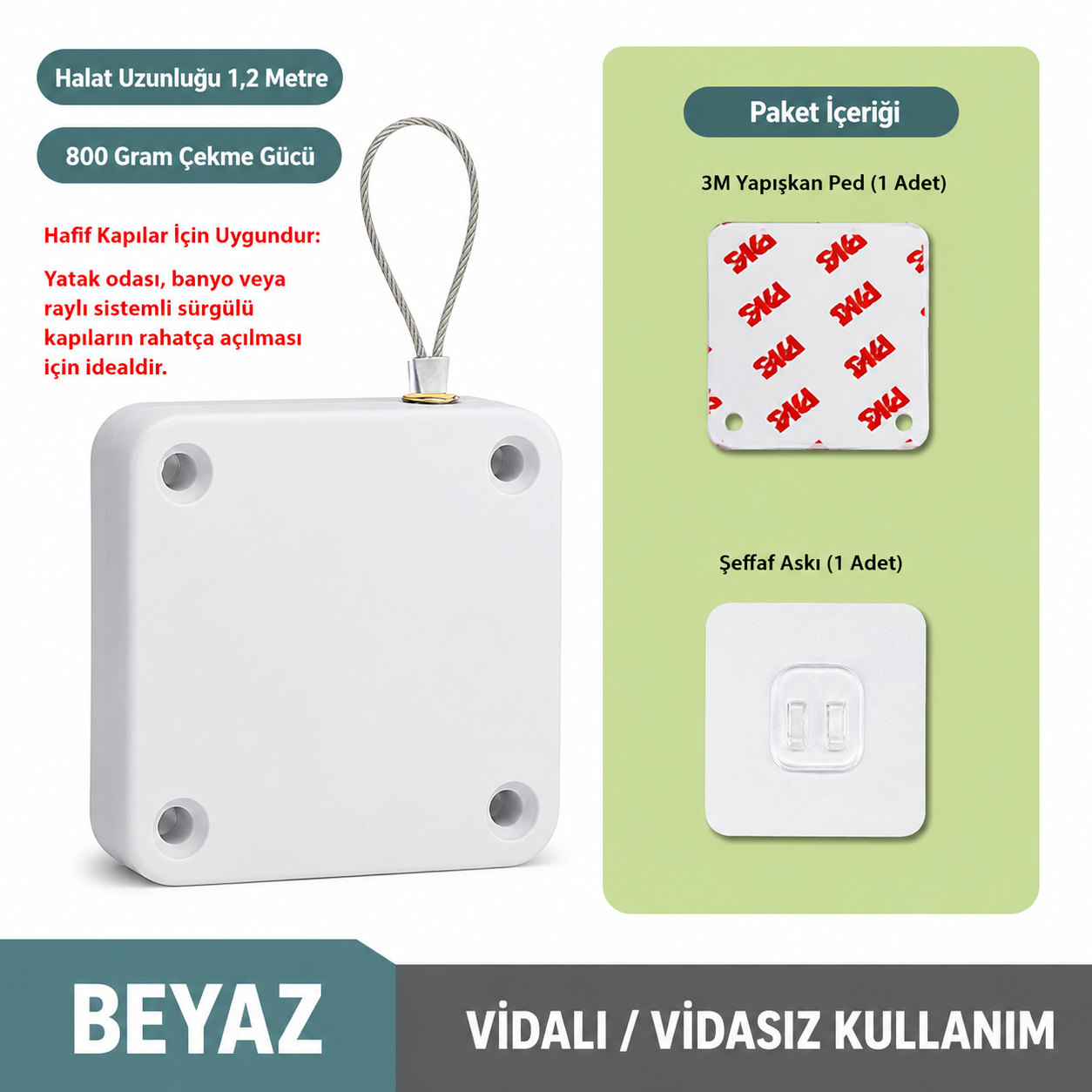 Otomatik Kapı Kapatıcı Çelik Halat Sistemi
