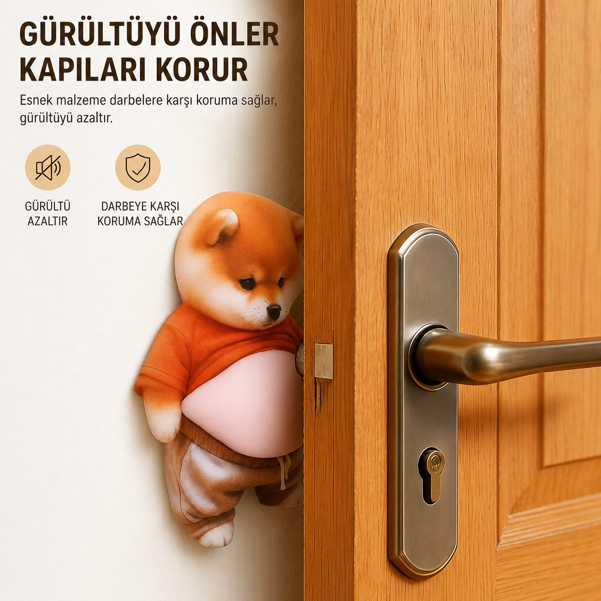 Sevimli Köpek Figürlü Kapı Stoperi – Yumuşak Darbe ve Duvar Koruyucu