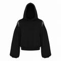 Fermuarlı Sırt Detaylı Taş File Kapüşonlu Sweatshirt