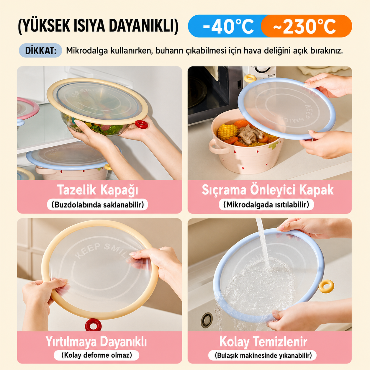 Esnek Vakumlu Silikon Saklama Kapağı