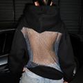Sırt Detaylı Taş İşlemeli Kapüşonlu Sweatshirt